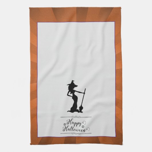 Linge De Cuisine Orange Starburst Witch Halloween (Vertical)