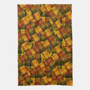 Linge De Cuisine Orange Tartan Highland Cow Design