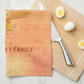 Linge De Cuisine Orange Texture Arrière - plan Et Fruits Automne (Quart Plié)