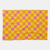 Linge De Cuisine Orange Yellow Pink Checkered Pattern Design  (Horizontal)