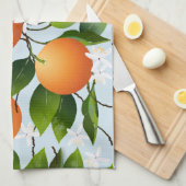 Linge De Cuisine Oranges Agrumes Fruit Floral (Quart Plié)