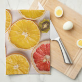 Linge De Cuisine Oranges coupées Pamplemousse et fruits Motifs Kiwi (Quart Plié)