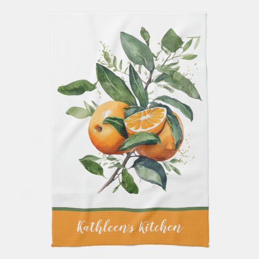 Linge De Cuisine Oranges Personnalisés Fruit Feuillage (Vertical)