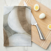 Linge De Cuisine Orbes blanches et cercles Brown (Quart Plié)