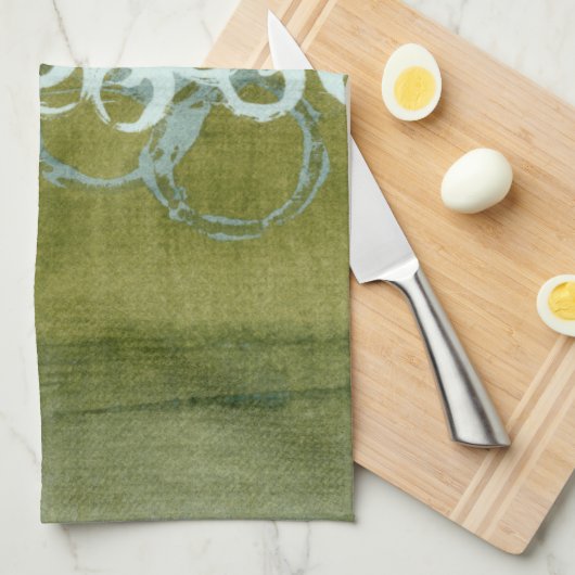 Linge De Cuisine Orbes vertes I (Quart Plié)