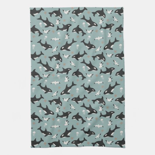 Linge De Cuisine Orca Whales (Vertical)