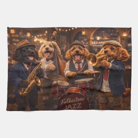 Linge De Cuisine Orchestre de Jazz Luxueux Cockapoo  Impression (Horizontal)