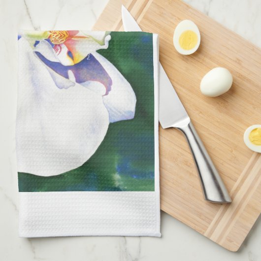 Linge De Cuisine Orchidée blanche (Quart Plié)