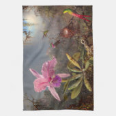 Linge De Cuisine Orchidée de Cattleya et trois colibris par Heade (Vertical)