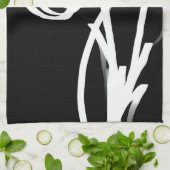 Linge De Cuisine Orchidée Noir : Abstrait noir et blanc (Plié)