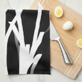Linge De Cuisine Orchidée Noir : Abstrait noir et blanc (Quart Plié)
