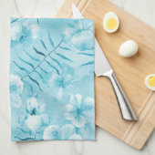 Linge De Cuisine Orchidées blanches d'Aqua tropical Hibiscus Floral (Quart Plié)