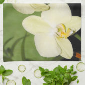 Linge De Cuisine Orchidées blanches sur fond vert (Plié)