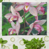 Linge De Cuisine Orchidées de papillons roses (Plié)