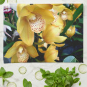 Linge De Cuisine Orchidées du Cymbidium jaune (Plié)
