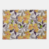 Linge De Cuisine Orchidées jaunes oranges. (Horizontal)