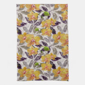 Linge De Cuisine Orchidées jaunes oranges. (Vertical)