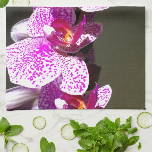 Linge De Cuisine Orchidées roses (Plié)