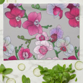 Linge De Cuisine Orchidées roses en fleur (Plié)