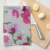 Linge De Cuisine Orchidées roses en fleur (Quart Plié)