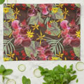 Linge De Cuisine Orchidées rouges. (Plié)