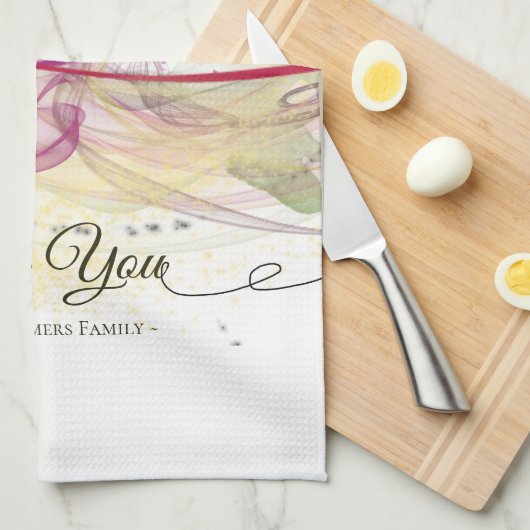 Linge De Cuisine Orchidées violettes Calligraphie de l'art Abstrait (Quart Plié)