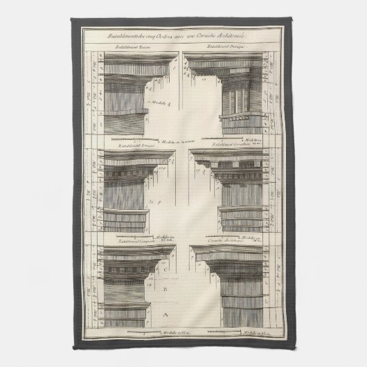 Linge De Cuisine Ordres d'architecture, entablements vintage (Vertical)