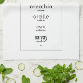 Linge De Cuisine Oreille dans différentes langues (Plié)