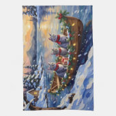 Linge De Cuisine Oriental Blue Cat Christmas Boat Holiday (Vertical)