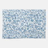 Linge De Cuisine Ornate Blue and White Floral Vines Pattern (Horizontal)