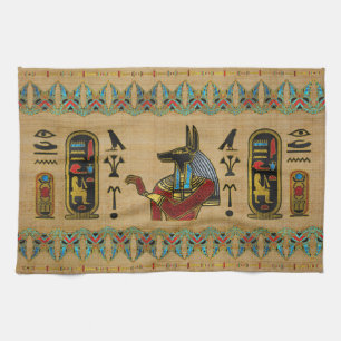 Linge De Cuisine Ornement d'Anubis d'Egyptien sur le papyrus