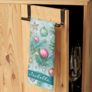 Linge De Cuisine Ornement de Noël Pastel sur mesure Holly Berry