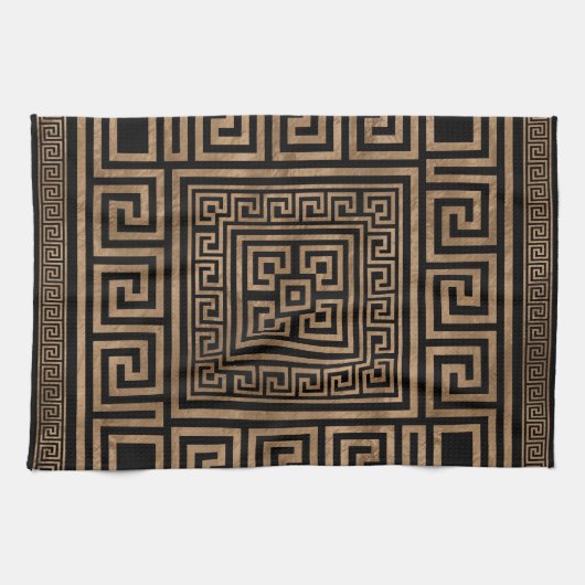 Linge De Cuisine Ornement principal grec - méandre grec - or sur le (Horizontal)