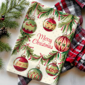 Linge De Cuisine Ornements de Joyeux Noël et Branches de Pin