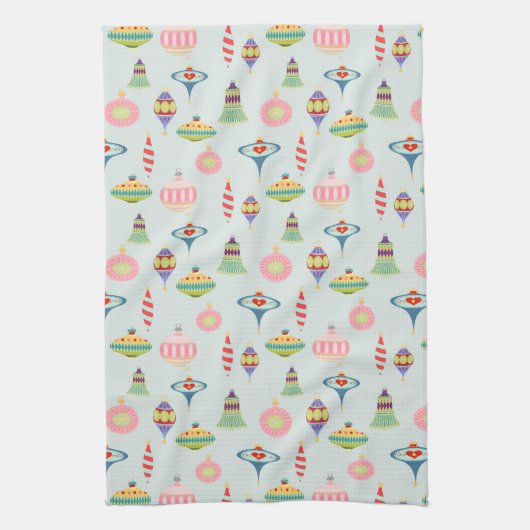 Linge De Cuisine Ornements de Noël rétro | Mid Century Moderne (Vertical)