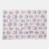 Linge De Cuisine Ornements de Noël rose et bleu (Horizontal)