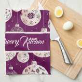 Linge De Cuisine Ornements de Noël sur Plum Kitchen Towel (Quart Plié)