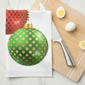 Linge De Cuisine Ornements de vacances Rouge Bleu Vert Or (Quart Plié)