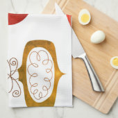 Linge De Cuisine Ornements rouges audacieux de Waterclor (Quart Plié)