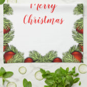 Linge De Cuisine Ornements rouges Noël Cuisine Rétro Vacances (Plié)