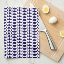 Os de chien blanc Motif à chevrons Bleu marine