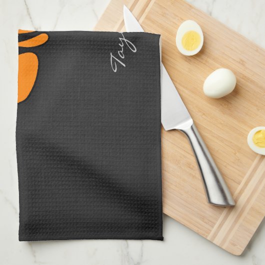 Linge De Cuisine Os de poisson orange (Quart Plié)