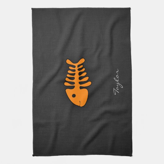 Linge De Cuisine Os de poisson orange (Vertical)