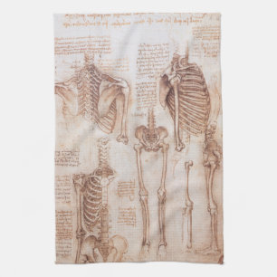Linge De Cuisine Os de squelette de Léonard de Vinci, anatomie huma