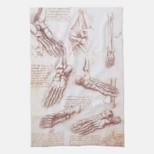 Linge De Cuisine Os des du pied selon l'anatomie humaine de Léonard