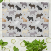 Linge De Cuisine Os et pattes de Bulldog en France gris (Plié)