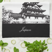 Linge De Cuisine Osaka noir et blanc, Japon (Plié)