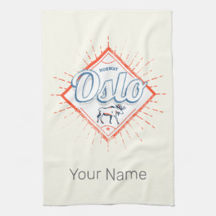 Linge De Cuisine Oslo Capital Norvège Retro Moose Souvenir Vintage