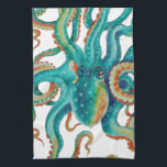 Linge De Cuisine Otopus Turquoise aquarelle<br><div class="desc">l'art du poulpe</div>