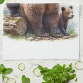 Linge De Cuisine Ours Brown avec deux petits (Plié)
